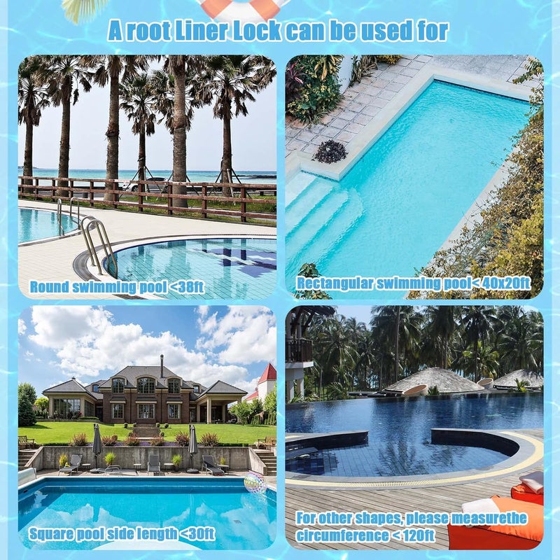 FBULWSEC Roll Pool Bead Lock,Pool Liner Lock for Above-Ground & In-Ground Swimming Pool Beaded Liners Lock 120'ft,Blue - Image 5
